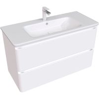 Тумба под раковину Aquanet Эмбер 105 подвесная Белая матовая арт-330469 — фото 1, Тумбы под раковину