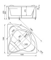 Акриловая ванна Aquatek Галатея 135х135 без гидромассажа с фронтальной панелью с каркасом (разборный) со слив-переливом арт-GAL135-0000022 — фото 4, Акриловые ванны