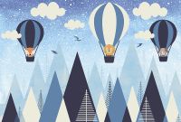 Фреска детская Ortograf Для самых маленьких 32948 Фактура бархат FX Флизелин (4*2,7) Синий, Животные/Воздушные шары арт-32948 (бархат FX) — фото 2, Фрески