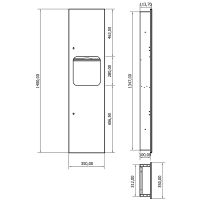 Встраиваемый шкаф Nofer с диспенсером для листовых полотенец и контейнером для мусора Сталь арт-12020.P.S — фото 3, Мусорные ведра