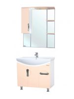 Зеркало со шкафом Bellezza Лагуна 75 L с подсветкой L Бежевое Белое арт-4612112002078 — фото 2, Зеркальные шкафы в ванную