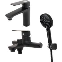 Комплект смесителей Orange Aristo Черный арт-M19-311b — фото 5, Готовые комплекты для ванной комнаты