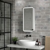 Зеркальный шкаф Reflection Circle 400х800 L с подсветкой Белый матовый арт-RF2105SR — фото 9, Зеркальные шкафы в ванную