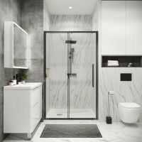 Душевая дверь Grossman Cosmo 140 профиль Графит сатин стекло прозрачное арт-100.K33.02.140.42.00 — фото 1, Раздвижные душевые двери