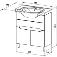 Тумба с раковиной Orange Topline-Rio 70 Белый глянец арт-TR70-03E+RA — фото 6, Тумбы с раковиной