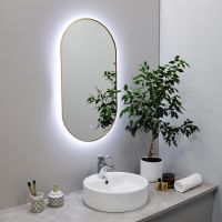 Зеркало Fixsen Led 40х80 с подсветкой Золото-сатин с сенсорным выключателем и диммером арт-FX-3080G — фото 3, Зеркала в ванную комнату