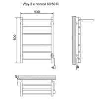 Электрический полотенцесушитель Ника Way-2 60/50 с полкой Хром арт-WAY-2 60/50 с/п прав — фото 2, Электрические полотенцесушители