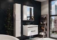 Шкаф пенал Aquaton Рене 31 подвесной Белый Грецкий орех арт-1A222003NRC80 — фото 10, Пеналы для ванной комнаты