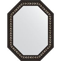 Зеркало Evoform Octagon 64x84 в багетной раме - Черный ардеко 81 мм арт-BY 7139 — фото 1, Зеркала в ванную комнату