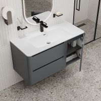 Тумба с раковиной Iddis Edifice 100 подвесная Темно-серая арт-EDI10D0i95K — фото 8, Тумбы с раковиной