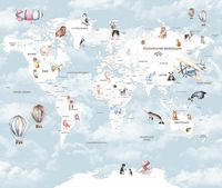 Фреска детская Ortograf Для самых маленьких 33707 Фактура флок FLK Флизелин (3,2*2,7) Голубой, Карты арт-33707 (флок FLK) — фото 2, Фрески