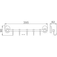 Вешалка для полотенец Haiba Хром арт-HB1615-5 — фото 2, Крючки для полотенец