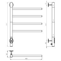 Электрический полотенцесушитель Vincea 43х60 Графит арт-VTD-1S1CGE — фото 4, Электрические полотенцесушители