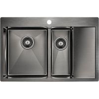 Кухонная мойка Paulmark Kroner 78/2SF Вороненая сталь арт-PM227851-GML — фото 1, Кухонные мойки