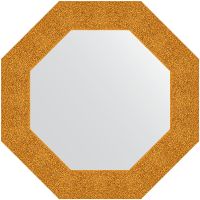 Зеркало Evoform Octagon 61х61 в багетной раме - Чеканка золотая 90 мм арт-BY 7350 — фото 1, Зеркала в ванную комнату