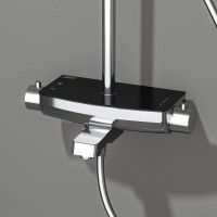 Душевая система Teska Mira с термостатом Хром Черное стекло арт-DK3602C — фото 2, Душевые стойки