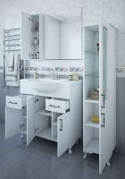 Зеркало со шкафом Sanflor Глория 85 L Белое арт-С000005758 — фото 3, Зеркальные шкафы в ванную