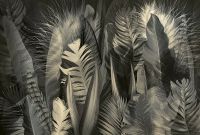 Фреска Ortograf Levity 33234 Фактура флок FLK Флизелин (4*2,7) Черный/Бежевый, Листья/Перья арт-33234 (флок FLK) — фото 2, Фрески