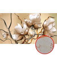 Фреска Ortograf 3D 6701 Фактура бархат золото FX-G Флизелин (5*2,7) Бежевый, Цветы/Абстракция арт-6701 (бархат золото FX-G) — фото 1, Фрески