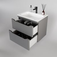 Тумба под раковину Style Line Марелла 60 Люкс Plus подвесная Серый матовый антискрейтч арт-СС-00002406 — фото 2, Тумбы под раковину