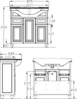 Тумба под раковину Opadiris Тибет 85 с решеткой Орех антикварный арт-00-00002851 — фото 8, Тумбы под раковину