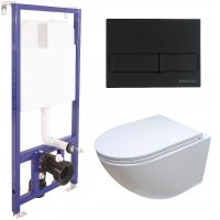 Комплект унитаза Ceruttispa B-2376-3 7183 с инсталляцией Berges Novum L5 040215 с сиденьем Микролифт и Черной матовой клавишей смыва арт-7183+040215 — фото 1, Комплекты унитаз + инсталляция