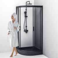 Душевой уголок AM.PM Gem 90х90 профиль Черный матовый стекло прозрачное арт-W90G-401-090BT — фото 6, Душевые уголки четверть круга