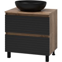 Тумба под раковину Brevita Dakota 70 Черный кварц Дуб Галифакс олово арт-DAK-07070-19/02-2Я — фото 1, Тумбы под раковину