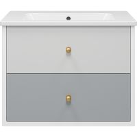 Тумба с раковиной Brevita 50 Shades of Grey Анастейша 80 подвесная Белая матовая Серая матовая арт-УТ000014239 — фото 2, Тумбы с раковиной