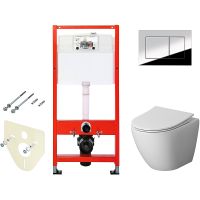 Комплект унитаза Niagara Vista NG-9301 с инсталляцией Tece Profil 9400412 с сиденьем Микролифт и клавишей смыва Хром глянцевый арт-NG-9301+9400412 — фото 1, Комплекты унитаз + инсталляция