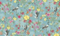 Обои Yien Feerie Винил на флизелине (1,06*10) Бирюзовый/Разноцветный, Птицы/Цветы арт-3501-3 — фото 2, Обои для стен