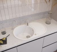 Кухонная мойка Domaci Бьелла DMC-18L арт-DMC-18L-331 белая — фото 2, Кухонные мойки