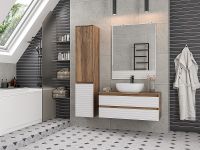 Шкаф пенал Brevita Dakota 35 L Белый матовый Дуб Галифакс олово арт-DAK-050350-19/01Л — фото 11, Пеналы для ванной комнаты