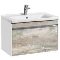 Тумба под раковину Aquaton Капри 80 подвесная Бетон пайн Белая арт-1A230201KPDA0 — фото 1, Тумбы под раковину