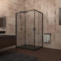 Душевой уголок Veconi Rovigo RV-14 120x90 профиль Черный матовый стекло прозрачное арт-RV14-12090-01-C5 — фото 2, Прямоугольные душевые уголки