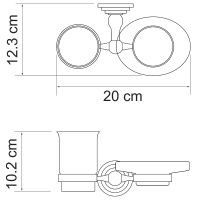 Стакан для зубных щеток с мыльницей WasserKRAFT Ammer Хром матовый арт-K-7026 — фото 3, Стаканы для зубных щеток