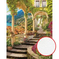 Фреска Ortograf Городской пейзаж 33427 Фактура бархат FX Флизелин (2,7*2,1) Бежевый/Зеленый/Розовый, Город/Пейзаж/Цветы арт-33427 (бархат FX) — фото 1, Фрески