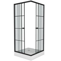 Душевой уголок Niagara Nova NG-0180-14 80х80 профиль Черный стекло прозрачное с принтом арт-_01801412 — фото 2, Квадратные душевые уголки