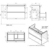 Тумба под раковину Cersanit Moduo Slim 80 подвесная Белая арт-64126 — фото 10, Тумбы под раковину