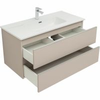 Тумба под раковину Aquanet Вега 100 подвесная Бежевая арт-329581 — фото 4, Тумбы под раковину