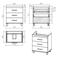Тумба с раковиной Misty Терра 70 Серая матовая арт-УТ000011808 — фото 6, Тумбы с раковиной