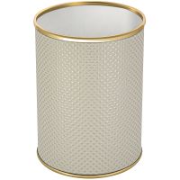 Ведро для мусора Geralis Ромб Белое, кант Золото, 3 л арт-M-RWG-B — фото 1, Мусорные ведра