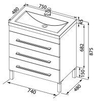 Тумба с раковиной Aquanet Верона 75 Белая арт-212874 — фото 7, Тумбы с раковиной