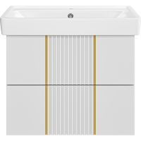 Тумба с раковиной Brevita Vega 70 подвесная Белая матовая Золото арт-УТ000022669 — фото 2, Тумбы с раковиной