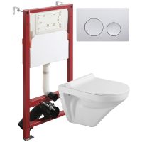 Комплект унитаза с инсталляцией Agger с сиденьем Микролифт и клавишей смыва Хром глянцевый арт-ATI06100+APB100 — фото 1, Комплекты унитаз + инсталляция