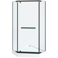 Душевой уголок Ceruttispa Chika 100x100 ZP101B профиль Черный матовый стекло прозрачное арт-CHIKA ZP101B — фото 7, Душевые уголки трапеция