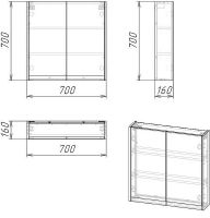 Зеркальный шкаф Stella Polar Кибела 70 Цемент арт-SP-00001044 — фото 4, Зеркальные шкафы в ванную