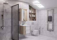 Зеркало со шкафом Aquaton Бостон 60 с подсветкой Дуб эврика Белый глянец арт-1A240202BN010 — фото 3, Зеркальные шкафы в ванную