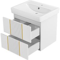 Тумба с раковиной Brevita Vega 60 подвесная Белая матовая Золото арт-УТ000022668 — фото 4, Тумбы с раковиной