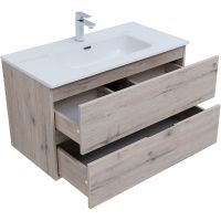 Тумба под раковину Aquanet Алвита New 90 подвесная Дуб веллингтон белый арт-303921 — фото 7, Тумбы под раковину